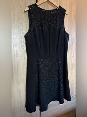 rag & bone Black Sleeveless Lace-Panel Mini Dress